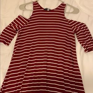 Off the shoulder striped red dress